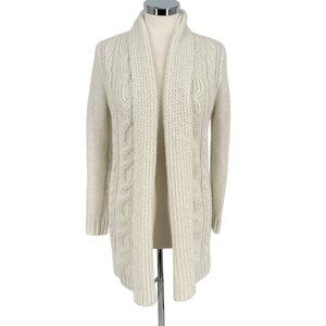A New Day Cable Knit Open Front Cardigan Sweater Cream White Size XS